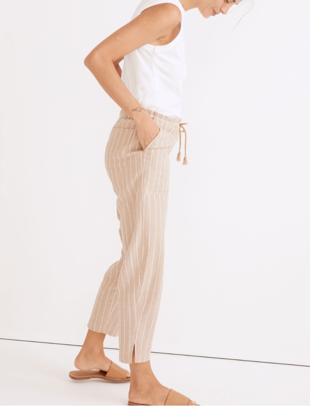 Madewell Lightestspun Beach Cover-Up Pants in Tan/white stripe Size Extra Small